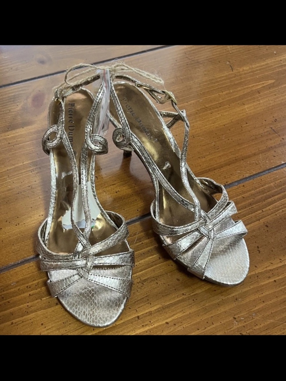 Pierre Dumas Stiletto Gold Snakeskin Heels Women’s 6.5